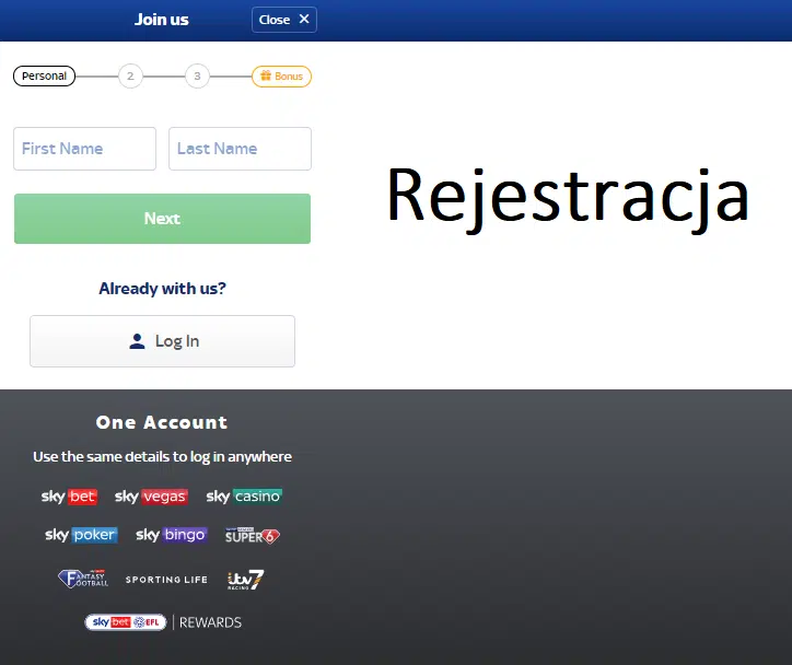 Rejestracja w Skybet - krok po kroku