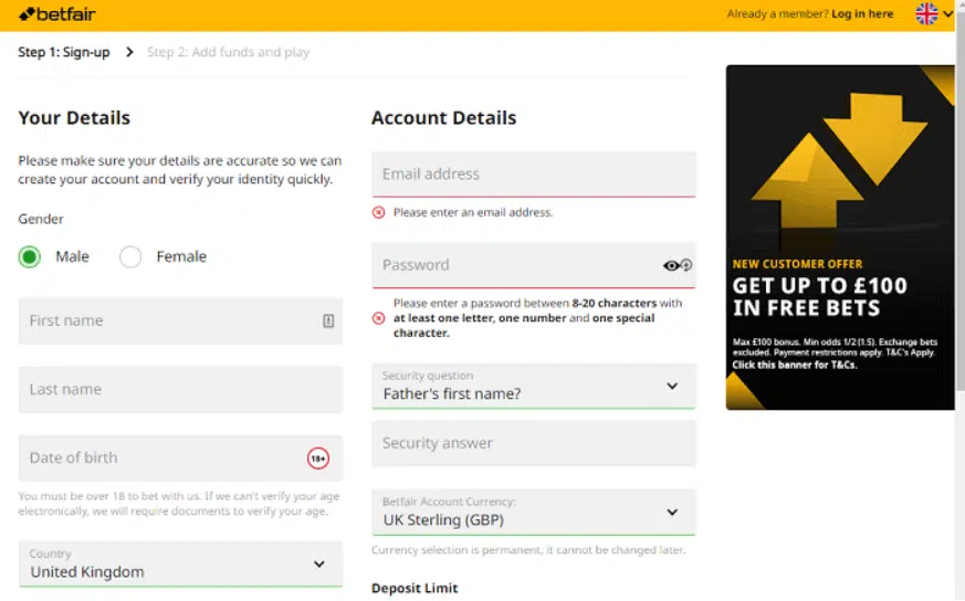 jak zarejestrować się na betfair
