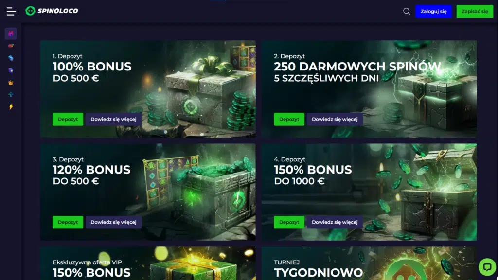 Spinoloco Bonus powitalny w kasynie