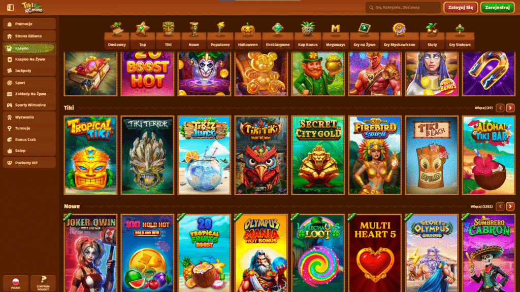 Przegląd automatów dostępnych w Tiki Casino Polska